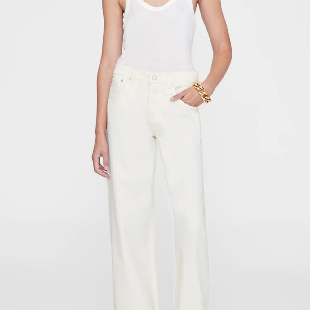 Anine Bing Cream Wide-Leg Jeans